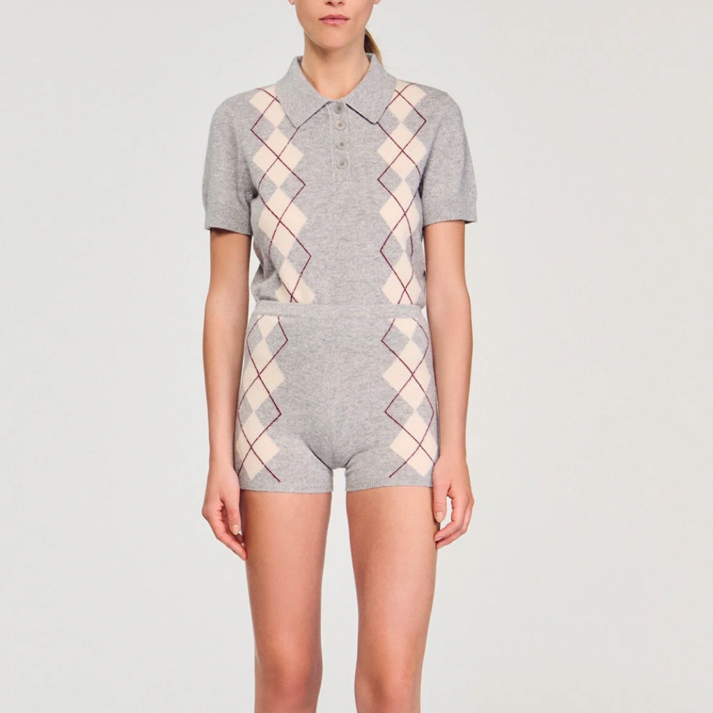 Diamond-Pattern Knit Shorts